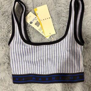 Marni Black and Blue Striped Top